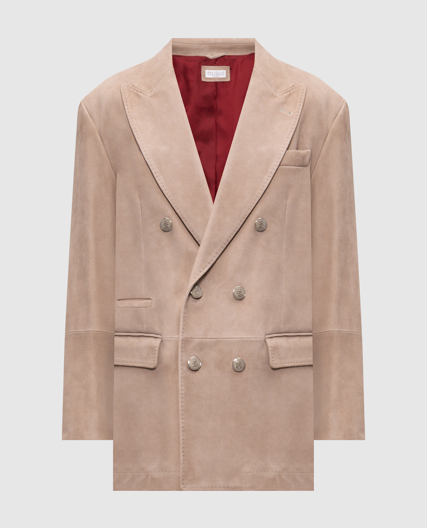 

Бежевый замшевый двубортный пиджак, Пиджаки