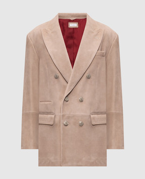 Brunello Cucinelli Бежевий замшевий двобортний піджак MPCAO2075