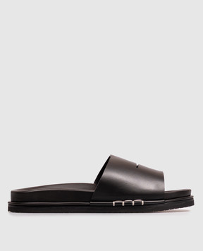 JW Anderson Чорні шкіряні шльопанці Fussbett SL0018LA0232