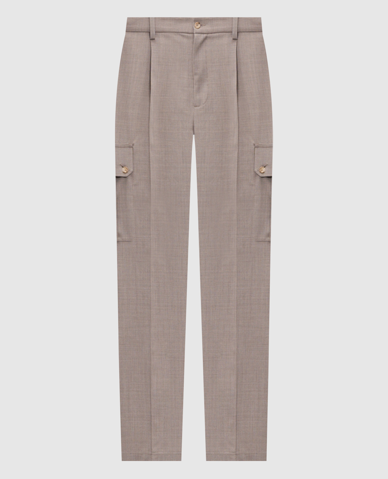 

Бежевые карго из шерсти, Бежевый, Прямые брюки