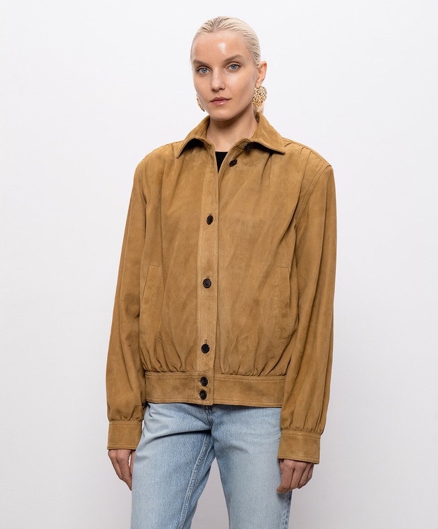 Saint Laurent Коричнева замшева куртка 871430YC2NZ зображення 3