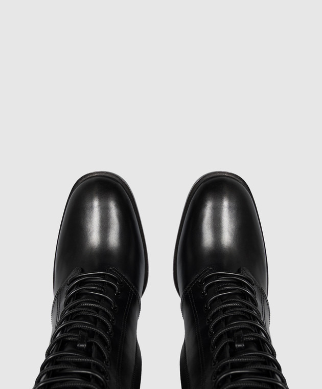Dolce&Gabbana Черные кожаные сапоги CU1361A3T95 изображение 4