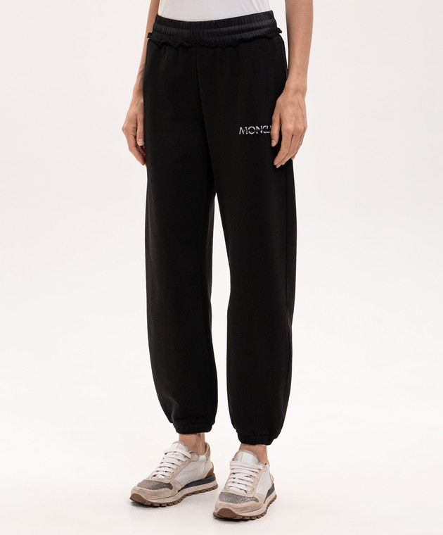 Moncler Черные джоггеры с логотипом L20938H0000389AZY изображение 3