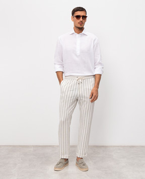 Pini Parma Біла сорочка з льону SHIPOPLIBCO