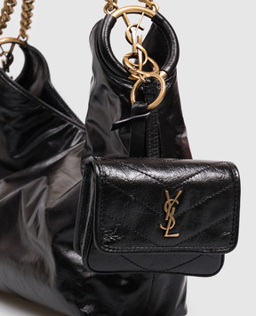 Saint Laurent Черный кожаный глянцевый чехол-брелок NIKI 8712130EN07