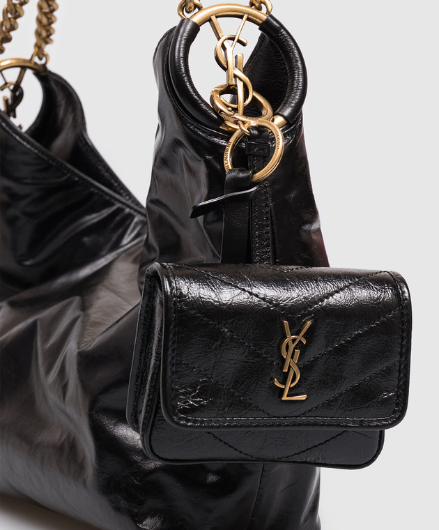 Saint Laurent Черный кожаный глянцевый чехол-брелок NIKI 8712130EN07 изображение 3