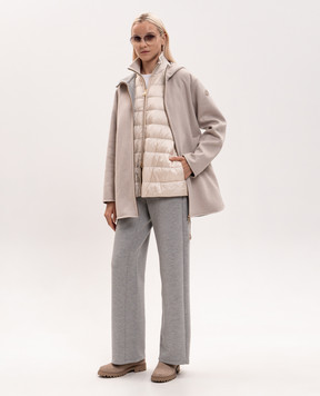 Moncler Бежевое пальто Hemiptere из шерсти и кашемира двойной конструкции L20931A00063599N4