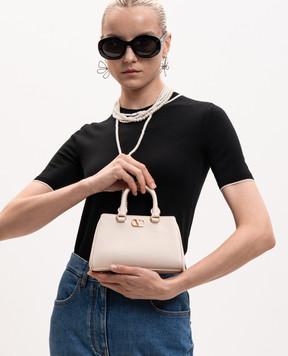 Valentino Бежева шкіряна міні-сумка VLogo Signature 9W2P0BA9SNP