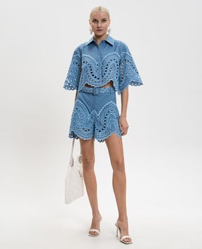 Charo Ruiz Синя укорочена блуза Storm 263200