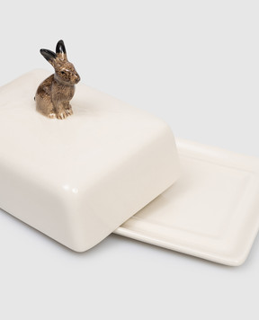 Quail Ceramics Белая керамическая масленка Hare 3177