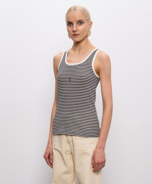 Saint Laurent Майка в смужку з вишивкою емблеми 832278Y37ZN зображення 3