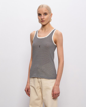 Saint Laurent Майка в смужку з вишивкою емблеми 832278Y37ZN