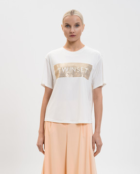 Twinset Белая футболка с пайетками 261LB2SAA