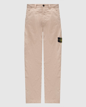 Stone Island Бежевые брюки с патчем L1S153100008S0298