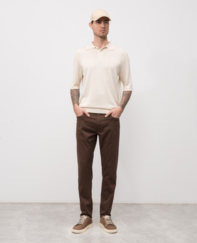 ISAIA Бежеве поло із шовку MG8262Y0470