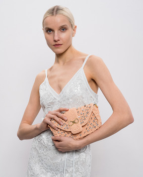 Twinset Оранжевая вязаная сумка с кристаллами 261TB7490