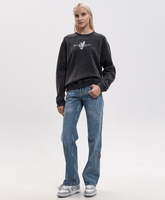Off-White Серый свитшот Stroke 2FE00456T изображение 2