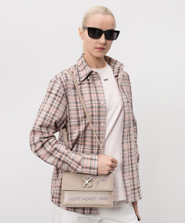 Off-White Бежева шкіряна сумка Jitney 1.4 OWNP062S26LEA001 зображення 2