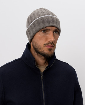 Brunello Cucinelli Шапка цвета хаки из кашемира M2240900