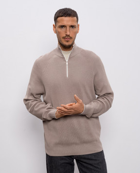 Brunello Cucinelli Бежевый джемпер с молнией M29400104