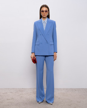 Max Mara Блакитний двобортний жакет MSTGREMBO з вовни MSTGREMBO