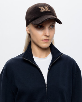 Max Mara Темно-коричнева кепка ORDINE з кашеміру MXAORDINE