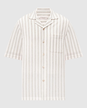 Agnona Белая рубашка с льном в полоску TD09U3YYB200