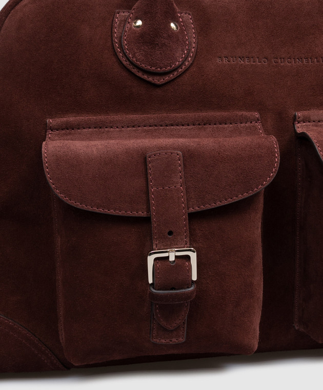 Brunello Cucinelli Коричнева замшева дорожня сумка Weekender MBSFBU428 зображення 4