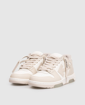 Off-White Бежевые кожаные кроссовки Out Of Office с логотипом OWIA259C99LEA006