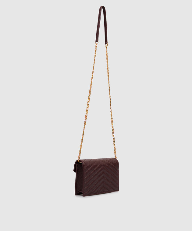 Saint Laurent Бордовая кожаная сумка Cassandre 862439AAGY5 изображение 3