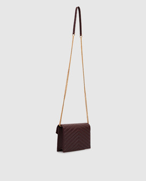 Saint Laurent Бордовая кожаная сумка Cassandre 862439AAGY5