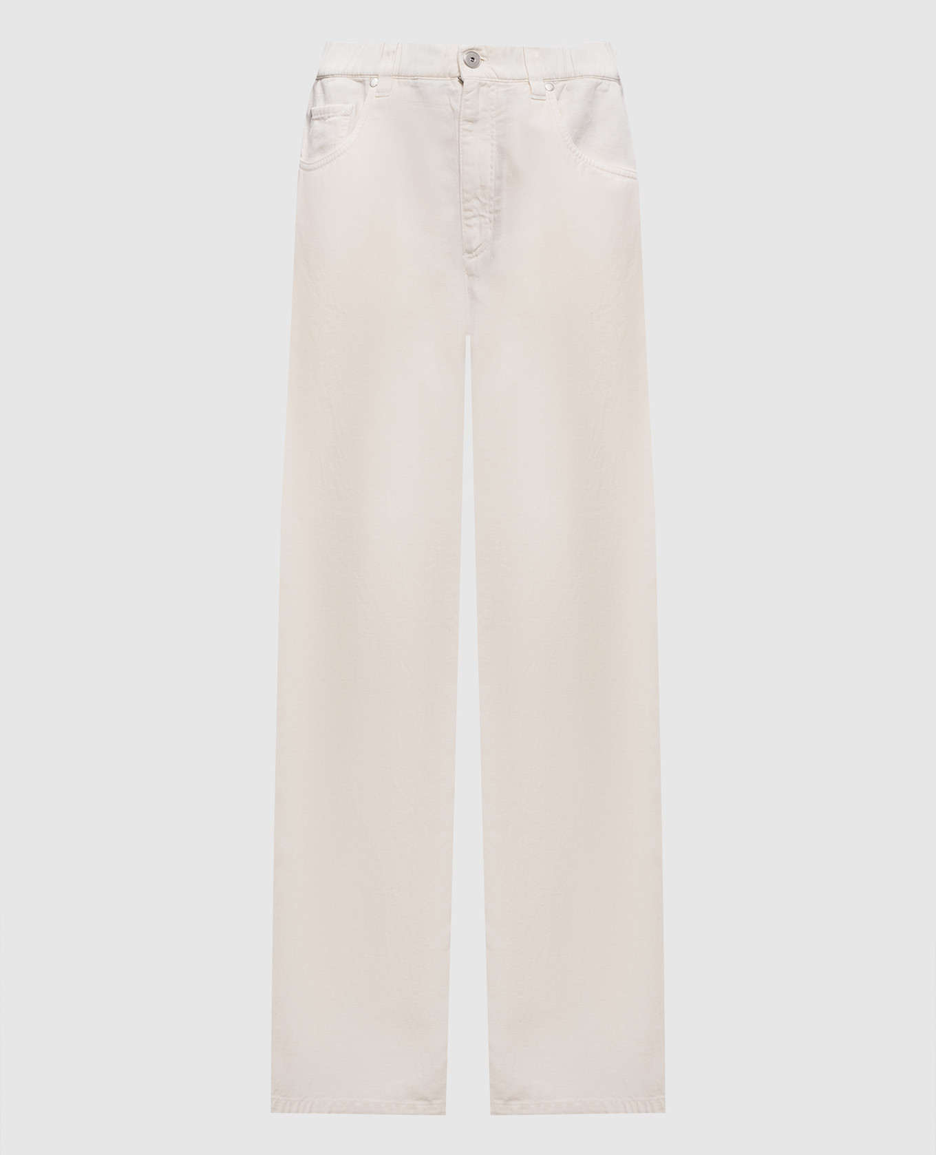 

Белые джинсы с льном, Белый, Прямые джинсы