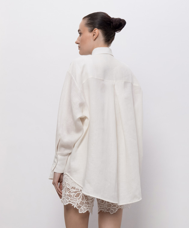 Ermanno Scervino Life Рубашка цвета айвори из льна с кружевом D484K611GQI изображение 4