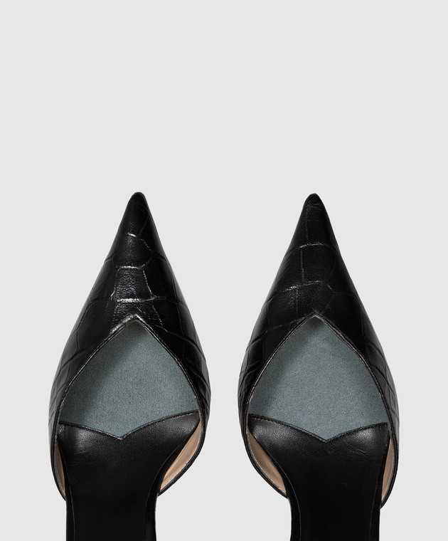 Tom Ford Черные кожаные слингбеки с тиснением под кожу крокодила W3977LCL639P изображение 4