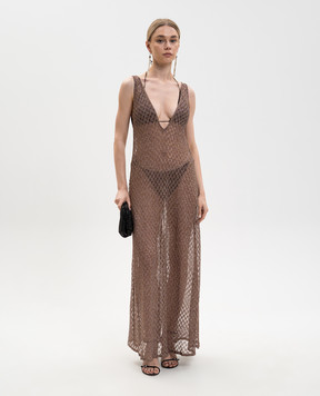 Missoni Коричневое платье макси с люрексом MS26SQ0PBR014D