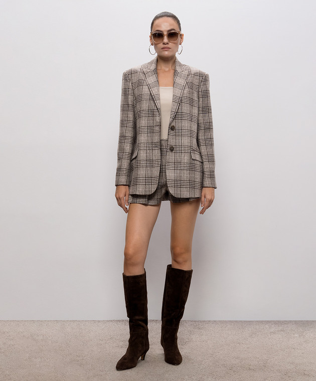 Twinset Бежевые шорты с шерстью в клеточку 262TP2743 изображение 2