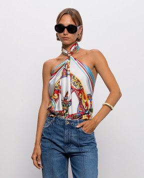 Dolce&Gabbana Белый платок из шелка в брендовый принт FN090RGDDU5