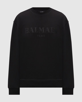 Balmain Чорний світшот з вишивкою логотипа HH1JQ130BD60