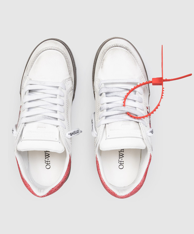 Off-White Белые кожаные кроссовки Vulcanized с винтажным эффектом OWIA288S26LEA002 изображение 4