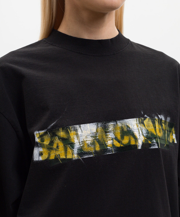 Balenciaga Чорна футболка Messy Spray 764235TUVI6 зображення 5