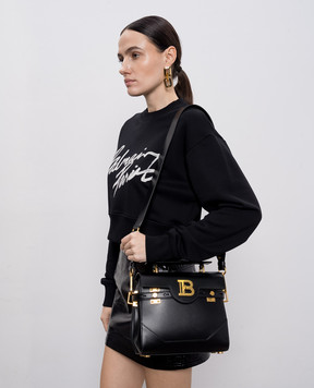 Balmain Черная кожаная сумка B-Buzz 23 с логотипом DN1DB526LAVE