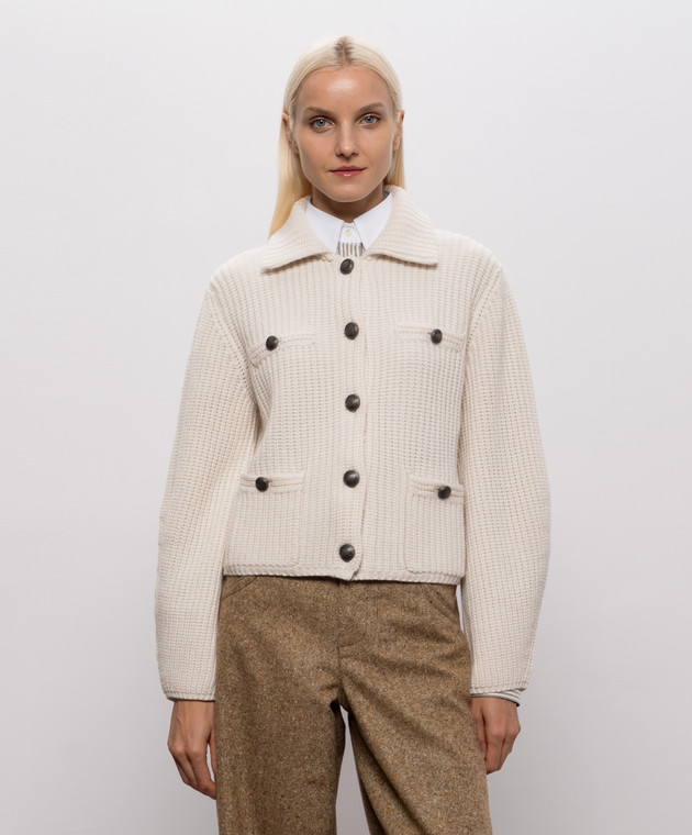 Brunello Cucinelli Кардиган цвета айвори из кашемира M52538506 изображение 3