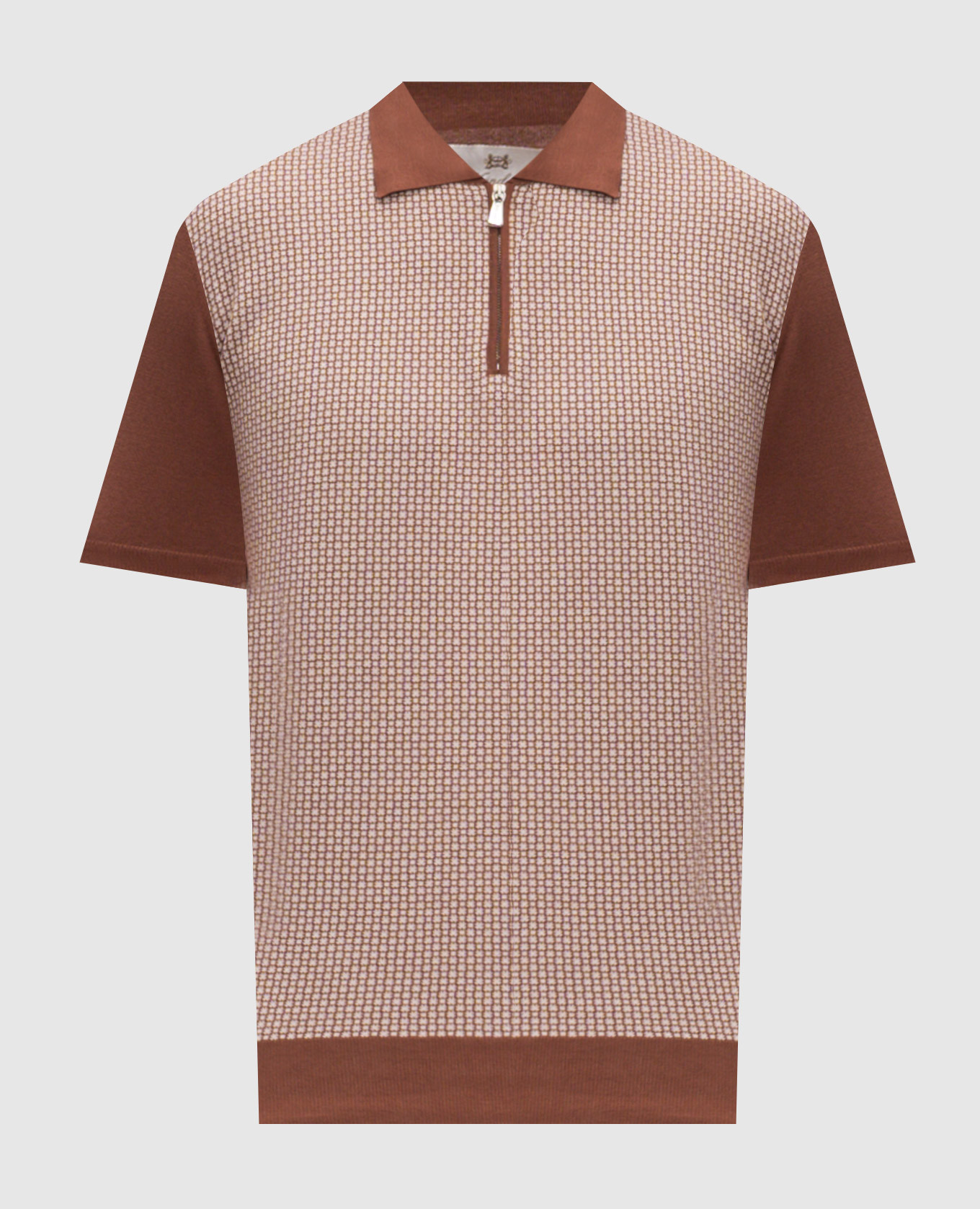 Коричневое поло с шелком в узор