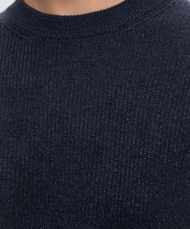 Brunello Cucinelli Синий свитер с кашемиром M1E224720 изображение 5