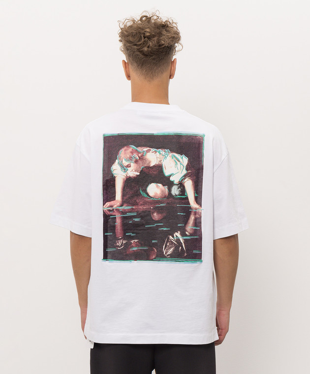Off-White Белая футболка с брендовым принтом Narciso 44MAA120F26J012 изображение 4