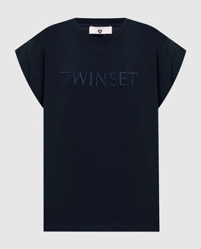 Twinset Синя футболка з вишивкою логотипа 261LL2MLL