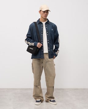 Palm Angels s Синяя джинсовая рубашка с монограммой логотипа PMYE049R24DEN001