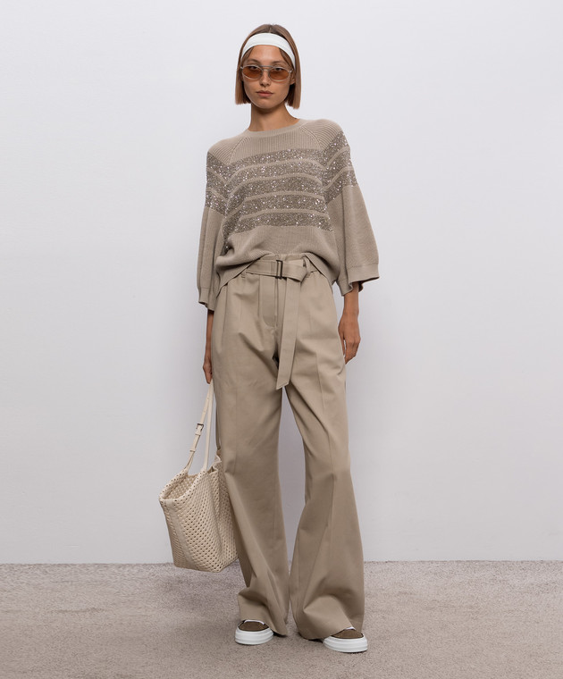 Brunello Cucinelli Коричневый джемпер с узором полоска M58734710P изображение 2