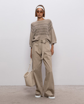 Brunello Cucinelli Коричневый джемпер с узором полоска M58734710P