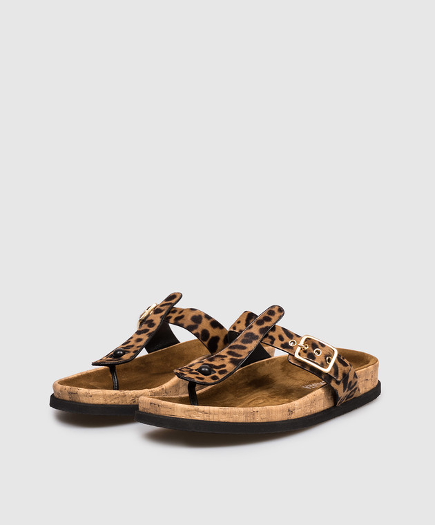 Premiata Коричневые кожаные шлепанцы в принт M7391LEO изображение 2